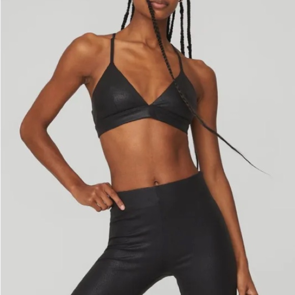 ALO Yoga - FAUX LEATHER AIRBRUSH SPLENDOR BRA